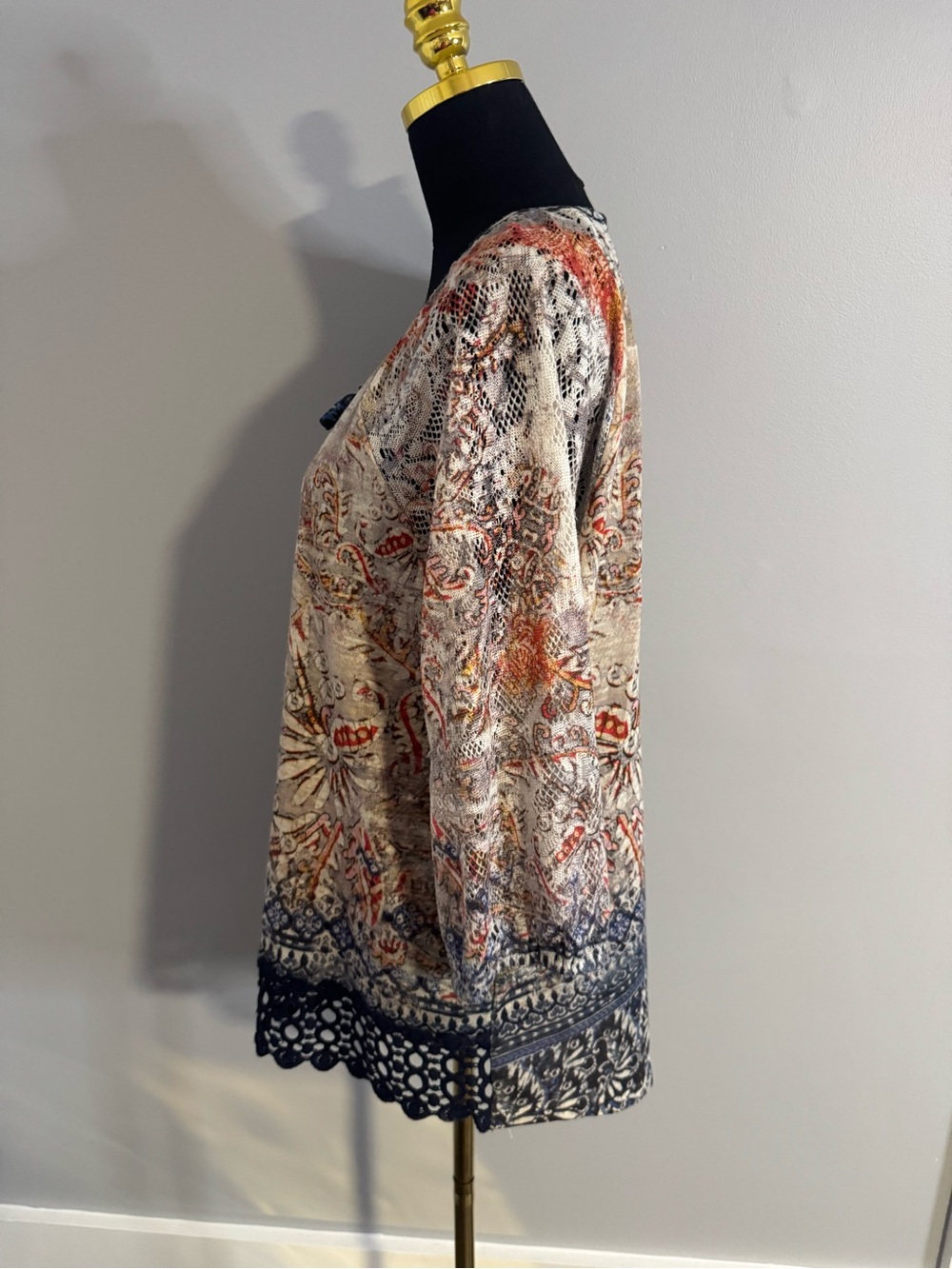 Chicos Crochet Boho Peasant Multicolor Blouse Size 2=14-16 - Picture 2 of 4